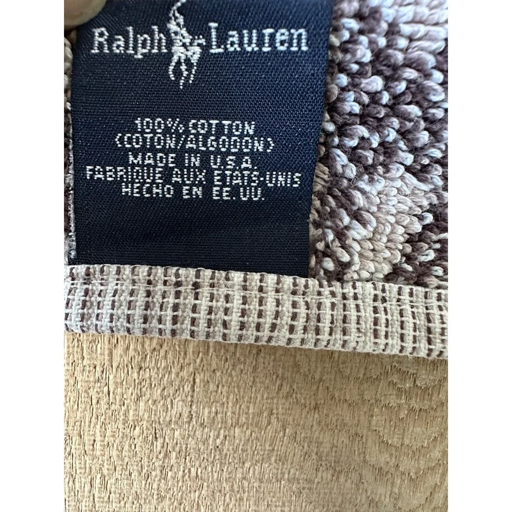 Vintage Ralph Lauren Leopard Print Hand Towel Cotton Made in USA 28x16 Brown Tan